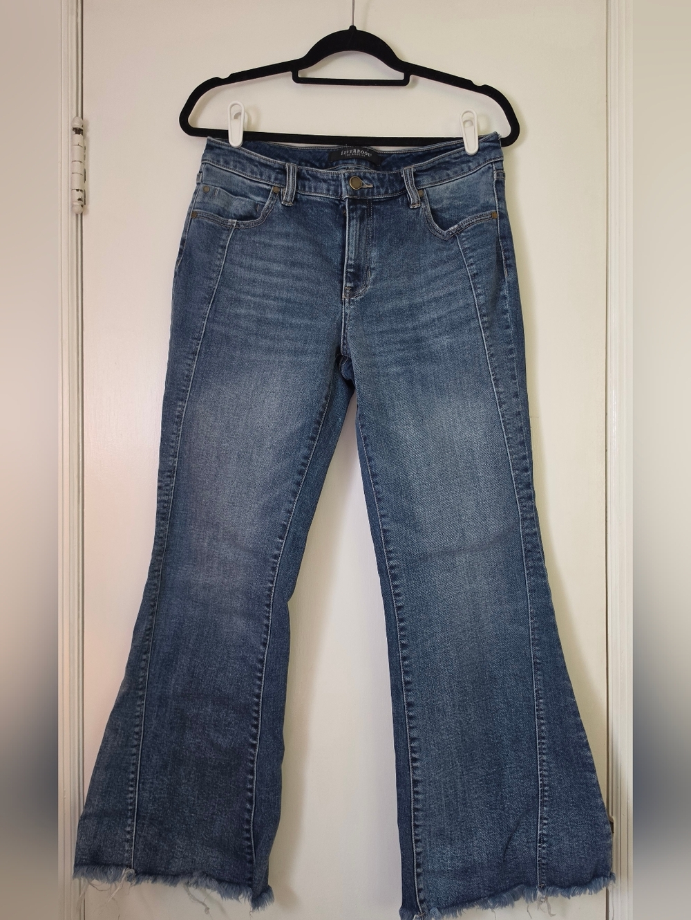 Liverpool Medium Blue Flare Jeans with Raw Hem